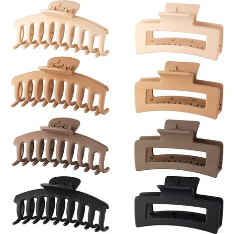 Juego de 8 pinzas para el cabello de plástico mate, sencillas y antideslizantes, para un peinado elegante y una sujeción óptima.