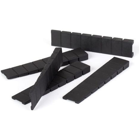 Cales pour meubles en plastique noir – Lot de 20 pièces – 8 x 20 x 98 mm – Avec points de rupture prédéfinis – Idéal pour nivellement et stabilisation (1/5)