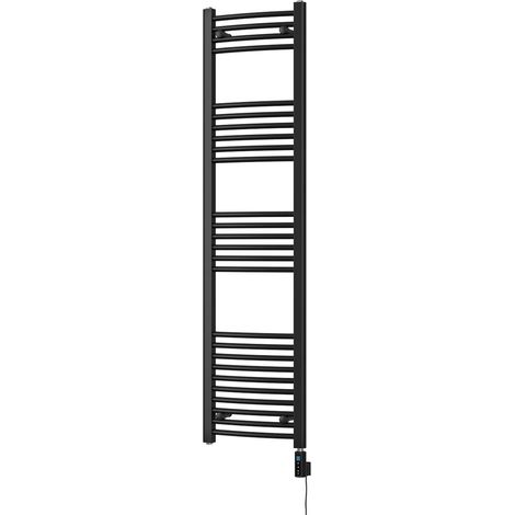 Zennor - Black Electric Towel Rail H1600mm x W400mm Curved 500w Thermostatic WIFI (1/3)