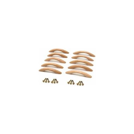 Ensemble de 10 poignées de meubles en bois, poignées de meubles de cuisine en bois, poignées d'armoires en bois, poignées d'armoires (1/3)
