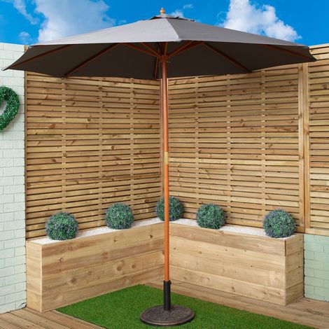 Samuel Alexander 2.7m Outdoor Wooden Garden Parasol Sun Shade with Carry Bag in Grey (1/5)