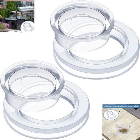 Zubehör für Terrassentische – Set mit 3 Ringen und dickeren Kappen für Sonnenschirme – Standardgröße – Transparent (1/5)