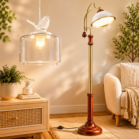 Conjunto de iluminación decorativa (2 piezas): lámpara colgante con forma de pájaro y lámpara de pie de estilo Art Nouveau (1/5)