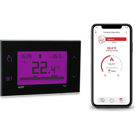Termostato 4G-LTE con SIM Dati Inclusa Configurazione Bluetooth e Controllo da Remoto con APP Vemer VE795900 Tuo 4G (1/2)