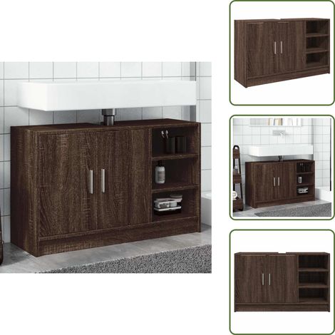 The Living Store Armoire d'évier chêne marron 90x29x55 cm bois d'ingénierie - Meuble De Salle De Bain - Armoire De Lavabo - Rangement Salle De Bain - Évier - Bois D'ingénierie