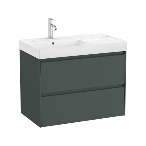 MUEBLE LAVABO IZQUIERDA BLANCO 800X460 ONA STANDARD 2 CAJONES LED VERDE MATE