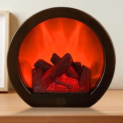 Cheminée à LED, électrique, décorative, avec effet flamme, USB et piles, pour salon, chambre à coucher, café (1/5)
