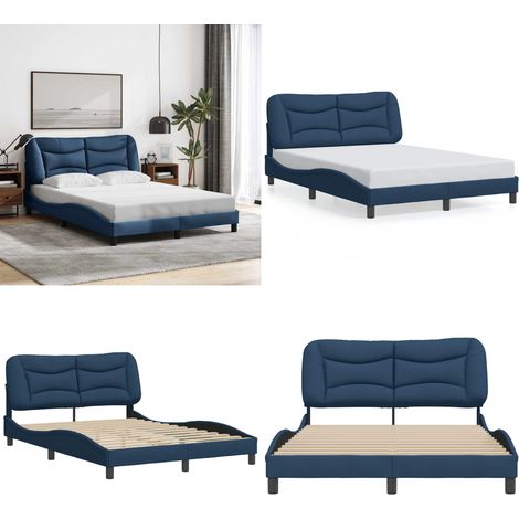 Bettgestell ohne Matratze Blau 140x200 cm Stoff - Bettsofa - Boxspringbetten - Doppelbett - Einzelbett - Blau - Home & Living (1/5)