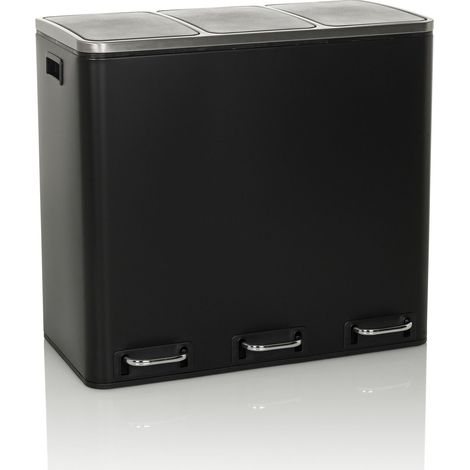 Abfallsammler / Mülltrennsystem Clean 9 - 54L (3x18L) Stahl schwarz hjh OFFICE (1/5)