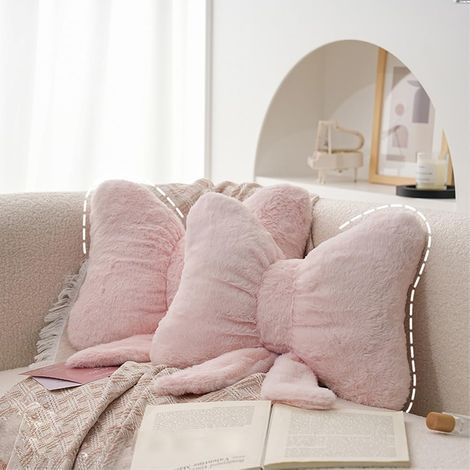 Ensemble de 2 coussins en pluche doux avec glisse – coussins en pluche mignons avec glisse – décoration de séjour – coussins remplis avec glisse – adapté pour lits, canapés et décoration de salon (ros
