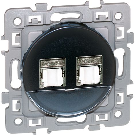 Double prise RJ45 STP Cat.6 (grade 2) - SQUARE Anthracite - Eur'Ohm