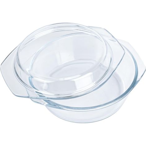 0.65 Litre Small Casserole Dish with Lid and Individual Glass Handles, Round Lid, Microwave Safe (1/5)