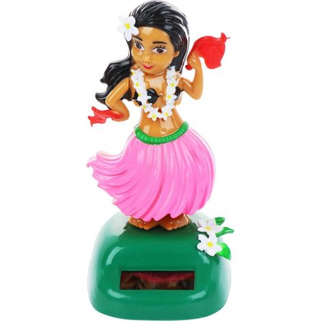 Poupée hawaïenne dansante solaire pour tableau de bord - Figurine animée avec panneau solaire - Décoration pour voiture, bureau ou chambre (1/5)