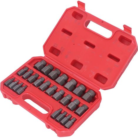 Kit de 25 extracteurs de boulons endommagés en acier chrome-molybdène, outils de démontage de vis standard (taille en pouces). (1/5)