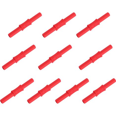 10PCS J.20009 Connecteur Banane 4mm Femelle-Femelle PVC Laiton Nickelé Adaptateur Extension Rouge (1/5)