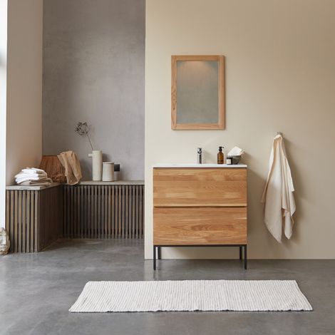 Tikamoon Nova Meuble Salle De Bain en chêne H 90 cm × L 81 cm × P 46 cm (1/5)