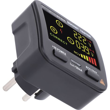 Testeur de prise écran couleur LCD détection fuite terre phase neutre contrôleur de courant 2 piles AAA PP 0-40°C (1/5)
