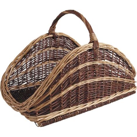 Panier à Bûches Arrondi en Osier Avec Poignée Sannover