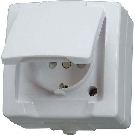 Kopp - NAUTIC – Schutzkontakt-Steckdose, Klappdeckel, arktisweiß - 107802006