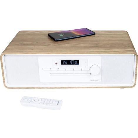 Micro-chaîne Bluetooth - THOMSON - Blanche et Noire - Radio FM/CD/MP3/USB, 60W, Égaliseur (1/5)