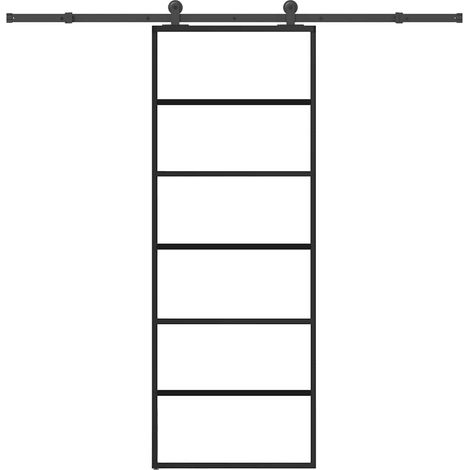 Schiebetür mit Beschlag 76x205 cm ESG-Glas & Aluminium
