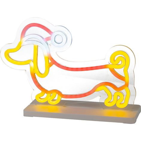 Lumineo Neon LED Szene Dackel Kunststoff Länge 10 cm Weite 30,5 cm Höhe 21 cm - bunt (1/2)