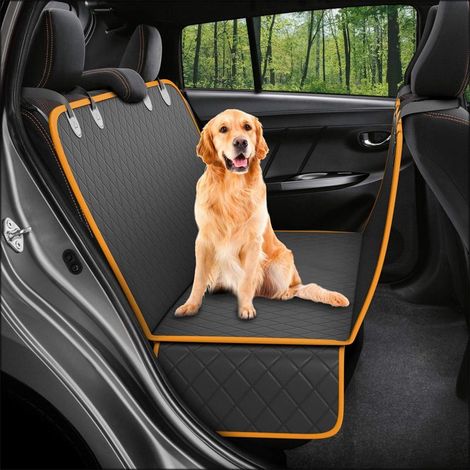 Coprisedile per cani in auto, protezione per sedile auto per cani (137x147 cm), bordo arancione. (1/5)