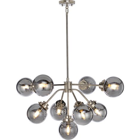 Lustre à 9 ampoules Elstead Kula, nickel poli, E14 (1/5)
