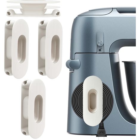 Confezione da 3 organizer per cavi in silicone – Bianco – Adesivo – Per frullatore, macchina da caffè e bollitore – Soluzione resistente per la gestione dei cavi (1/4)