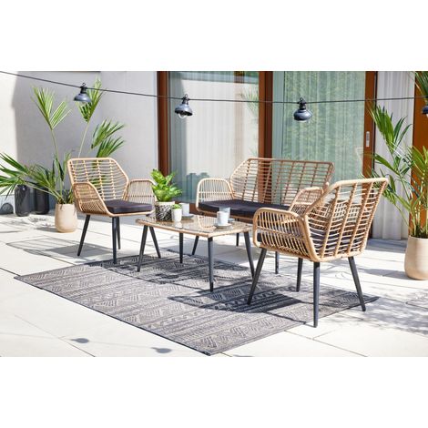 Trendline Lounge Set Larisa Sitzgruppe Garten Möbel Alu anthrazit Stuhl Tisch (1/2)
