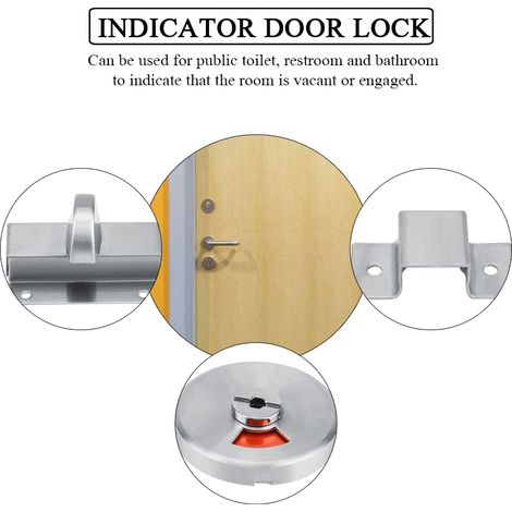 Verrou de porte de toilettes avec indicateur de position occupée/libre et fixation par vis (1/5)