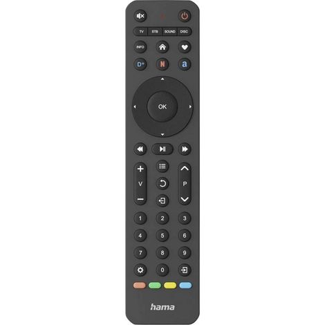 Hama Universal-Fernbedienung TV, Infrarot, für 4 Geräte, lernfähig, App-Tasten Télécommande noir (1/4)