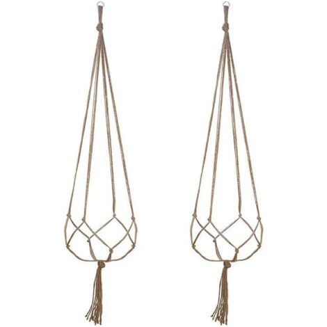 Sollbry Lot de 2 Suspension Plante pour Pot de Fleurs Cache-Pots Suspension en Corde Suspension Plante Porte Décoration pour Interieur et Extérieur Suspendue Décoration Balcon Maison (90cm) (1/5)