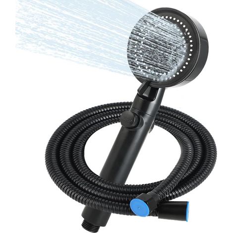 Multifunktionale Handbrause – Schwarz, 5 Strahlarten [Sofortige Wasserabschaltung] + 1,5 m Schlauch (1/5)