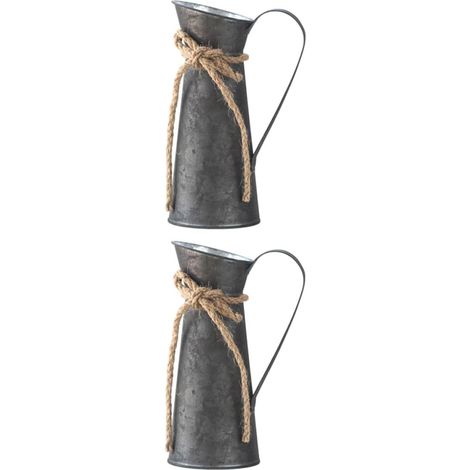 Lot de 2 Seaux à Fleurs en Fer Couleur Cuivre Corde de Jute, Décoration Vintage Rustique Chic pour Salle de Bain et Maison, Grosse Capacité Facile d'entretien (1/5)