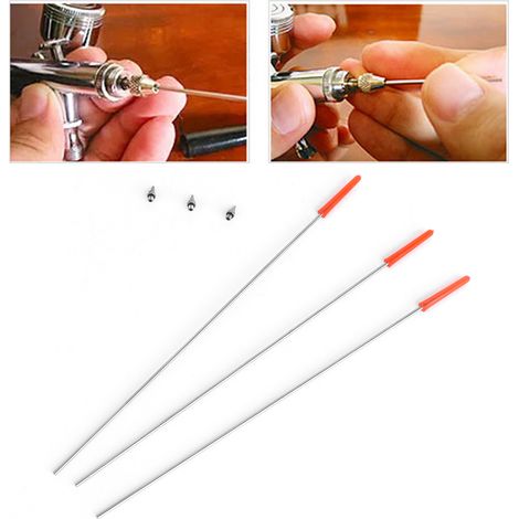 Juego de boquilla y aguja para aerógrafo [3 piezas, 0,4 mm] – Juego de repuesto de acero inoxidable para pistolas pulverizadoras (1/5)