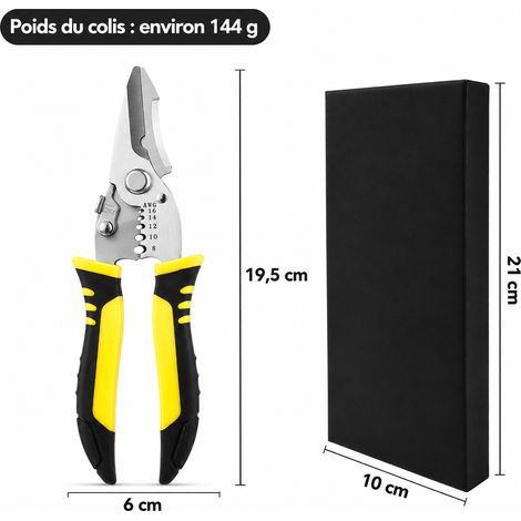 Ciseaux d'électricien multifonctions pince à dénuder PH213 en boîte jaune et noir 210 21 × 10 × 2 cm 144 g – Livraison gratuite