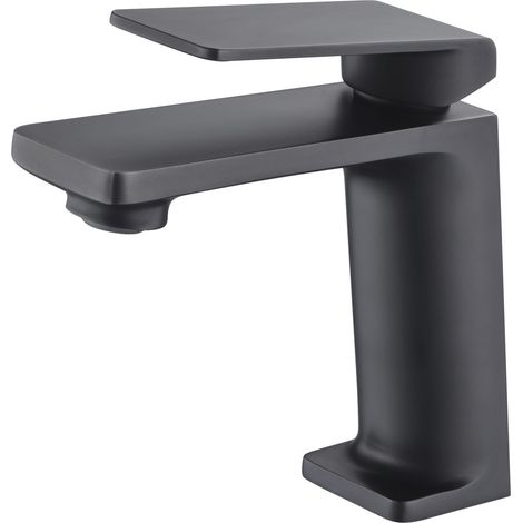 IMEX Grifo monomando en latón y zama color negro mate para lavabo con cartucho cerámico Ø25mm y tubos flexibles 38 modelo Fiyi Imex-BDF016-1NG (1/2)