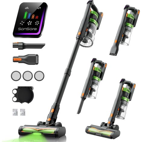 Aspirateur Balai sans Fil, 65Min 50Kpa 600W Aspirateur Balai sans Fil Puissant avec Parfumés, Écrans LED, 1,8L Capacité, Brosse Anti-Enchevêtrement pour Tapis/Sols/Poils d'animaux/Voiture (1/5)