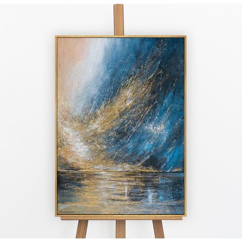 Gemälde Feuersturm Rahmen Schwarz-Gold 70x50 cm (1/5)