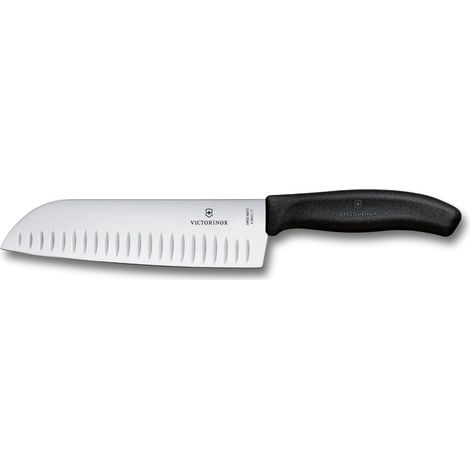 Couteau Santoku, Lame Alvéolée 17 cm, Noir (1/5)