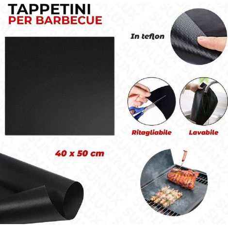Trade Shop - Set 6 Pz Tappetini In Teflon Per Griglia Barbecue 40x50cm Riutilizzabili 7823805 - (1/5)