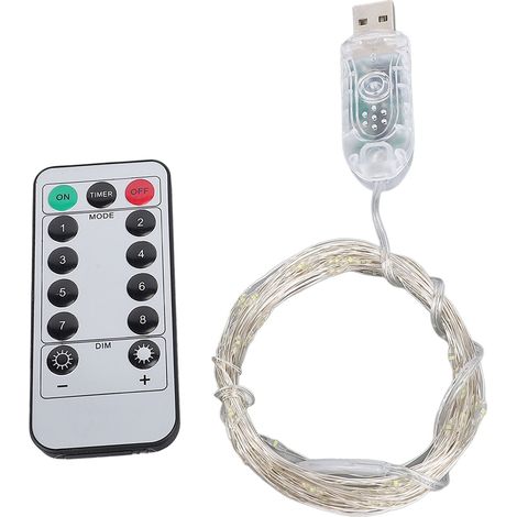 Guirlande LED 10m 100 LEDs USB Télécommande App Bluetooth Dimmable Étanche IP44 Blanc (1/5)