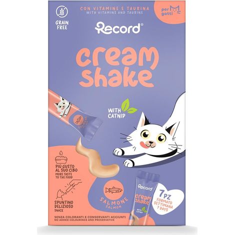 Cream shake snack per gatti salmone e catnip conf. 7 buste da 12 g cad.