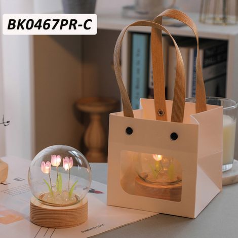 1pc veilleuses faites à la main créatives, lampes de table tulipes pour la décoration de la chambre et de la chambre, batterie non incluse Violet-C (1/5)