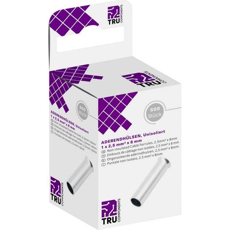 TRU COMPONENTS T1904C086 Aderendhülse 2.5 mm² Unisoliert Silber 500 St. (1/2)