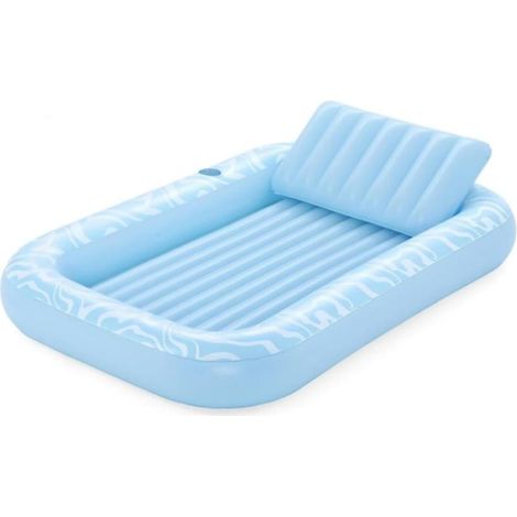 Matelas de Bronzage et Piscine SunKissed avec Oreiller, 203 x 137 x 25,5 cm, Bleu (1/5)