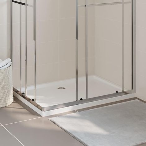 Receveur de douche rectangulaire 80x110 cm – ABS renforcé fibre de verre, seuil bas, blanc – Base de douche extra plate pour salle de bain (1/5)