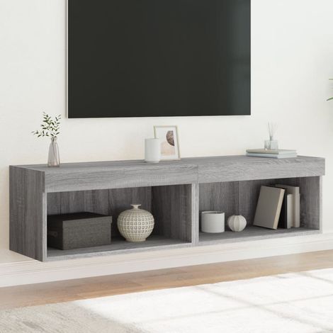 vidaXL 2 Piece TV Cabinet Set with LED Lights Grey Sonoma 60x30x30 cm