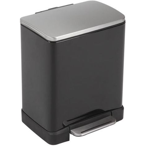 EKO - Poubelle à pédale Tri-sélectif E-Cube 10+9 litres - Stainless steel Plastic  - noir brillant, inox mat (1/5)